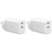 2x EFM Eco 50W Dual Port Mobile Phone Wall Charger Socket Power Adapter White