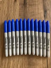 Sharpie Classic Fine Point Permanent Markers, BLUE Bullet Tip ( PKT 12 MARKERS )