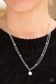 Paparazzi Necklace - FAME Time - White