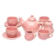 Children's 13 Piece Porcelain Picnic Tea Set - Pink