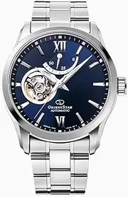 [ORIENT STAR] RK-AT0002L Men's Automatic Watch, Semi-skeleton, Mechanical, Made in Japan, Open Heart, Dial Color - Blue, Modern