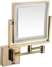 Wall Mounted Lighted Makeup Mirror, 1X/3X Magnifying Double-Sided Bathroom Mirror, Sensor Mirror, Extended Arm 360 RotationBrass,Plug in