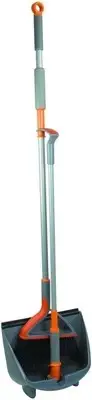 Casabella Quick 'n Easy Upright Broom and Dustpan Set, Gray/Orange
