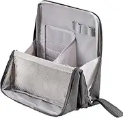 [Generic] Doresty Makeup Bag, Relevanton Standing Makeup Bag, Multi-Purpose Oxford Cloth, Compartments, Portable and Waterproof (Gray)