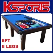 POOL TABLE 8FT SNOOKER BILLIARD TABLE 25MM TABLE TOP WITH LEATHER POCKETS FULL A
