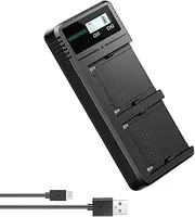 NEEWER Dual USB Charger Compatible with Sony NP-F970 NP-F960 NP-F950 NP-F930 NP-F770 NP-F750 NP-F570 NP-F550 Camera Battery, Fast Battery Charger with LCD Display, Versatile Charging Options
