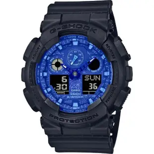 【CASIO 卡西歐】G-SHOCK 藍色變形蟲系列手錶(GA-100BP-1A)