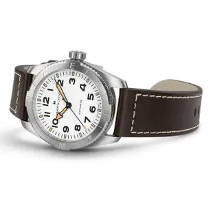 【HAMILTON 漢米爾頓】卡其陸戰遠征Expedition腕錶37mm(自動上鍊 中性 皮革錶帶 H70225510)