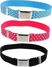 [DEARMAMY] Adjustable Elastic Boys and Girls Belts 3pcs Boys Girls Waist Belts Buckle for Dress Slacks