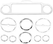 XTevu Speaker Trim Cover Set, 9pcs Dashboard Bezel Panel Ring Kit Compatible with Touring Trike Instrument Cluster 1996-2013 (Silver)
