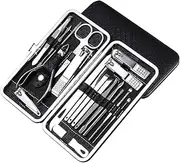 Manicure Set Nail Clippers Pedicure Kit 19 in 1 Stainless Steel Manicure Set, Portable Nail Scissors Grooming Kit, Tweezers & Nail File Kit in Travel Case Nail File Nail Clippers Set Cutter for Men/Women/baby with Black Leather Case (19-piece set)