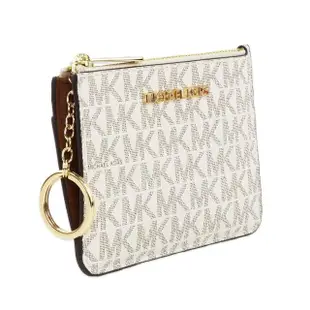 【Michael Kors】MK 經典LOGO花紋/素面防刮皮革鑰匙扣環證件包零錢包(多色可選)