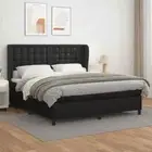 vidaXL Box Spring Bed with Mattress Black 153x203 cm Queen Size Faux Leather