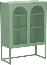 ArtissIn Buffet Sideboard, Cupboard Corner Cabinet Storage Table with 3 Drawers Mesh Doors and Inner Shelves Pantry, Kitchen Display Organizer Dining Furniture Living Room Home Green