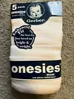 Gerber 5 Pack Onesies Brand One Piece Underwear 0-3 Month 8-12 lbs White New