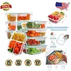 8-Pack Glass Meal Prep Containers with Airtight Lids - 3 Compartment Bento Boxes