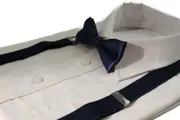 Boys Adjustable Navy 65Cm Suspenders & Matching Bow Tie Set