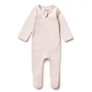 Wilson and Frenchy Organic Stripe Rib Zipsuit with Feet - Cantaloupe