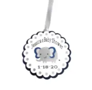 Baby Boy Elephant Favor Tags Navy Blue & Gray Polka Dot Baby Shower Treat Tags