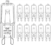 TaFiCo G9 Halogen Bulb, 230V 33W Warm White 2800K 420LM Flicker-Free Dimmable Oven Halogen Bulb, G9 Halogen Lamp for Chandeliers, Cupboards, Ceiling Lights – 10 Pieces