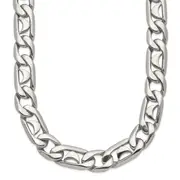 Stainless Steel Chisel Polished 24 Inch Fancy Link Necklace