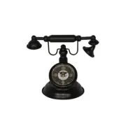 Peterson Artwares Table Clock 12"x9.5" Metal Vintage Telephone Style Dark brown