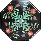 Gemstone Inlay Work Coffee Table Top Black Marble Patio Corner Table for Garden