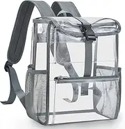 Clear Small Backpack Stadium Approved, 12x12x6 Clear Backpack with Multiple Pockets for Concerts Festival Sports Events