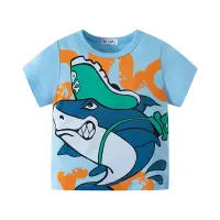 在飛比找蝦皮商城優惠-90-140CM 短袖上衣 童裝童裝卡通鯊魚男童汗衫夏季兒童