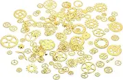 uxcell Gears Charm, 100Gram Metal Wheel Gears Charm Pendant for Necklace Earring Bracelet Jewelry Making and DIY Crafts, Gold