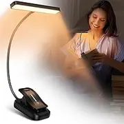 Glocusent 26 LED Rechargeable Book Light 5 Amber Colors & Stepless Dimming Brightness Book Light for Reading in Bed - Portable Clip on Book Reading Light with Longer Runtime for Book Lovers Kids