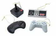 NES PS1 Atari Sega Christmas Tree Ornament Classic Video Game Controllers Set