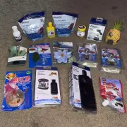 Lot of Betta Fish Supplies Food Light Heater Decorations Etc All New