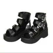 Gothic Women Buckle Strap Punk Platform Sandals Summer Wedge High Heels Shoes Sz