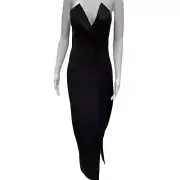 Aidan Mattox Women's Long Black Dress with Side Slit Size 10 NWT SKU 1370