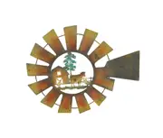 Willow & Silk Laser-Cut 60cm Windmill/Farmhouse/Cow/Nature Round Metal Wall Art