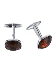 [Cudworth] Smoke Topaz Crystal Cushion Shape Cufflinks in Rhodium
