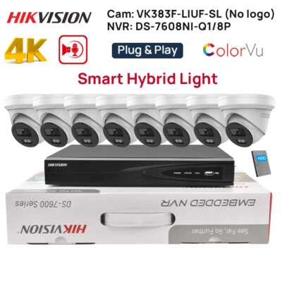 Hikvision 8CH 4K ColorVu 8MP OEM IP Camera CCTV System Hybrid Light 2-way Audio