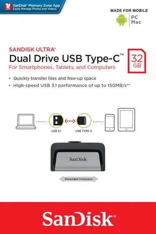 SanDisk 32GB 32G Ultra Dual TYPE-C【SDDDC2-032G】USB3.1 雙用隨身碟