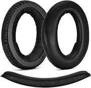 Defean Replacement Ear Pads and Headband for Sennheiser PC350 HD380 Pro Headphones Earpads/Cushion/Bumper/Cover/Cups/Foam (Protein Leather Ear Pads+Headband)