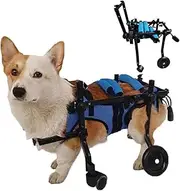 PP-Kic Aluminum Pet Wheelchair, 4 Wheel Dog Wheelchair with Dog Leg Braces and Hip Support, Disabled Dog Assist Walker for Disabled Back/Front Leg Paraplegic Animals,Xs
