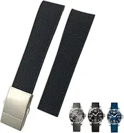 [BANDKIT] 21mm 22mm Curved Rubber Silicone Strap Fit For Longines Hydroconquest L3 MIDO Watch Waterproof Sport Soft Watchbands