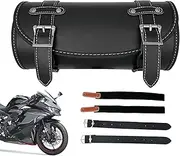 Motorcycle Tool Bag - Wrench Roll Up Pouch | Motorcycle Tool Pouch Handlebar Bag | Waterproof Leather Saddlebags Storage Organizer | Retro with Adjustable Straps, Scooter Accessories