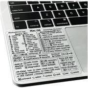 Mac OS Laptop Reference Keyboard Shortcut Sticker - Clear, No-Residue Adhesive, for 13-16-inch MacBook Air and Pro M1/M2 (1 PCS) [NBAOEM0188]