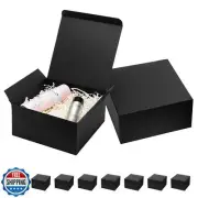 Mcfleet Black Gift Boxes with Lids 8x8x4 Inches 10 Pack Groomsmen Proposal Ca