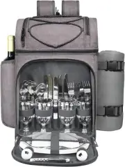 Hap Tim Picnic Backpack for 4 with Cooler, Wine Holder, Blanket, Cutlery Set AU