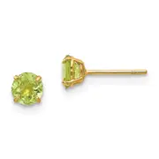 14K Yellow Gold Madi K Round Peridot 4mm Post Earrings