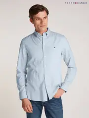Tommy Hilfiger Blue Flex Slim Fit Dobby Shirt (AM4942) | $196