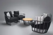 Black Maximus Aluminium Outdoor 4 Piece Lounge Set - Black Aluminium + Cusions