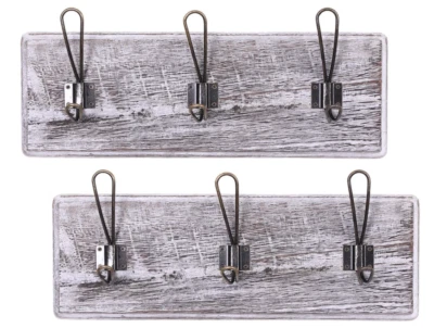 COMFIFY Rustic Wall Mounted Coat Racks with 3 Sturdy Hooks - Set of 2 New in Box